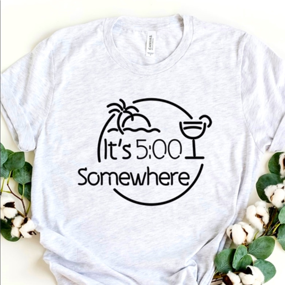 IT'S 5:00 SOMEWHERE,COCKTAIL,PALMTREES TOP